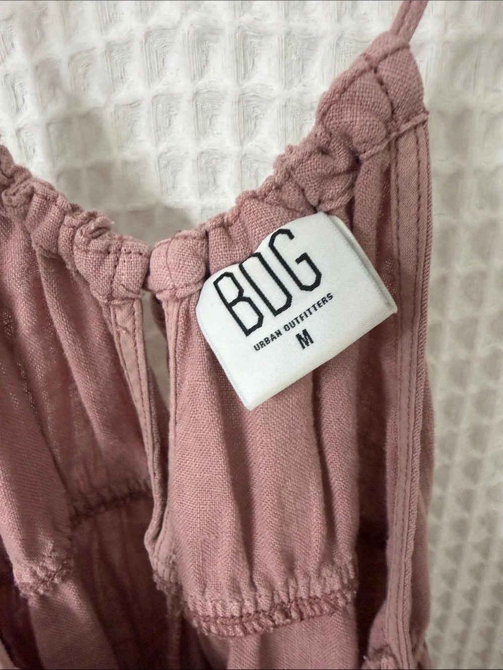 BDG Corin Strappy Dungarees Overalls Jumpsuit Pink Linen Medium - Picture 7 of 11